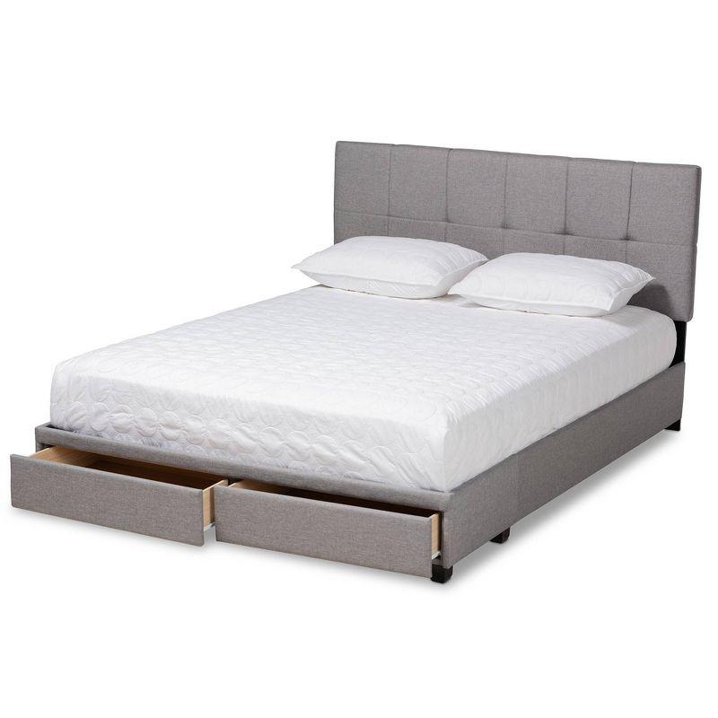 Netti Fabric Upholstered 2 Drawer Platform Storage Bed - Baxton Studio