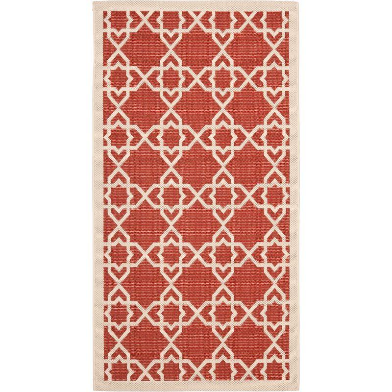 Courtyard CY6032 UV & Stain Resistant Non-Shedding Power Loomed Indoor/Outdoor Accent Rug - Red/Beige - 2'7"x5' - Safavieh
