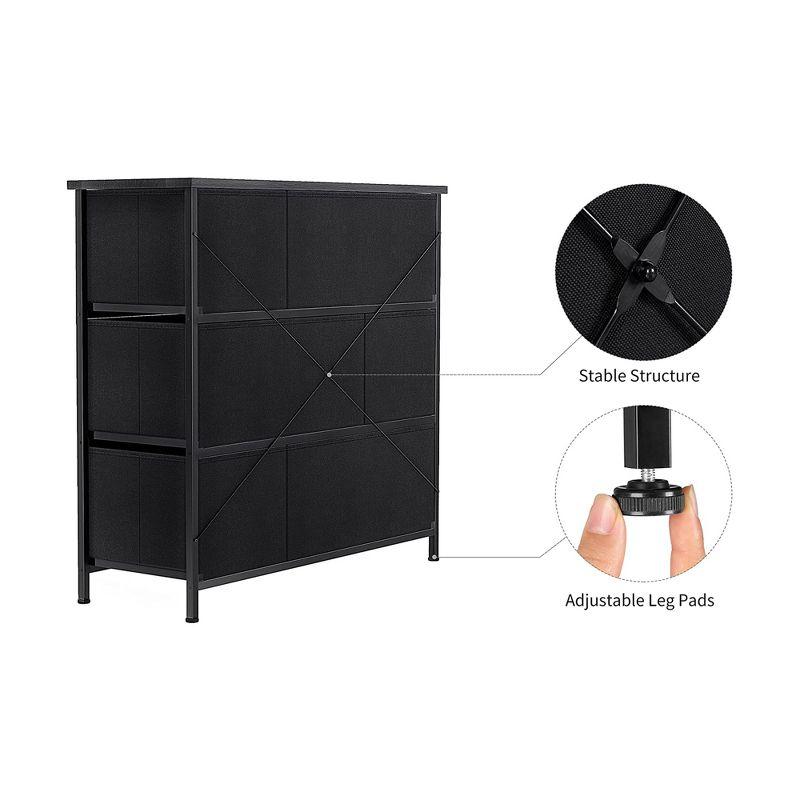 Modern Black Grey 6-Drawer Dresser with Waterproof Countertop