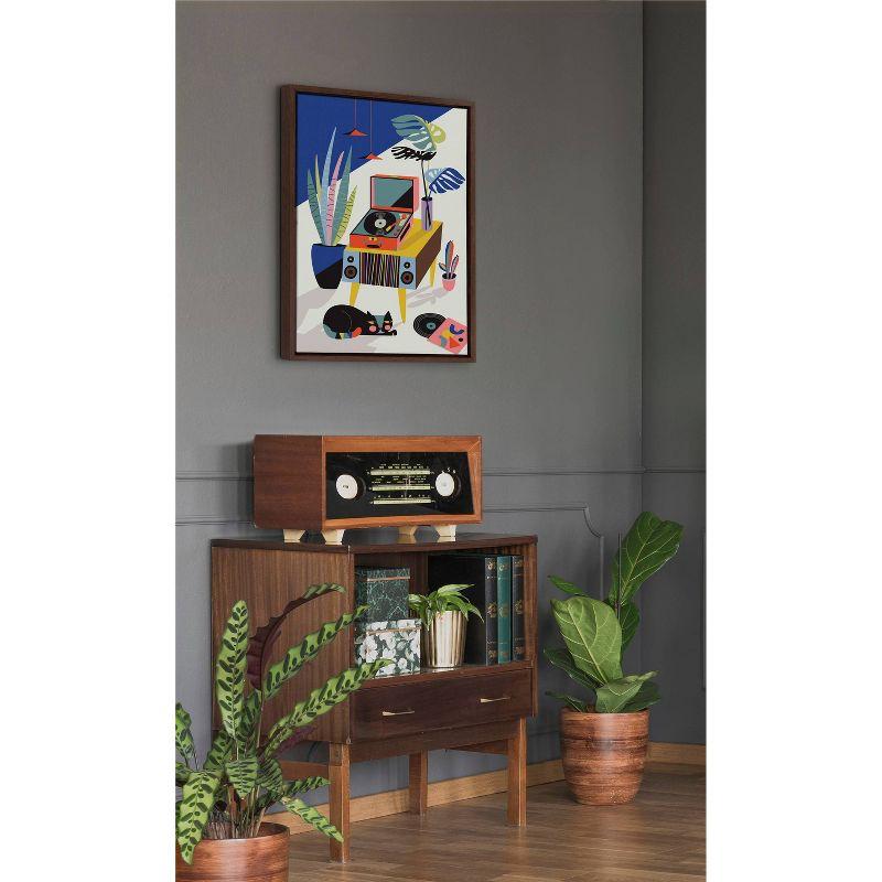 Chill Out Saturday Abstract Canvas Wall Art with Brown Frame