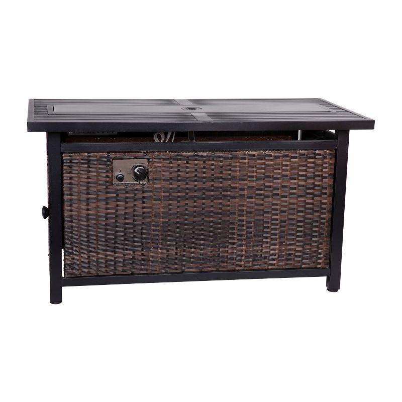 Flash Furniture Outdoor 50,000 BTU Fire Table with Steel Top and Wicker Base-Black/Espresso