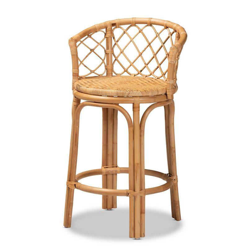 Orchard Rattan Counter Height Barstool Natural/Brown - bali & pari: Bohemian Style, No Assembly, 250lb Capacity