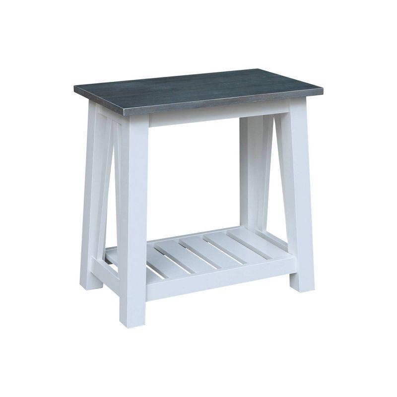 Eco-Friendly Parawood Surrey Rectangular Side Table in White & Heather Gray