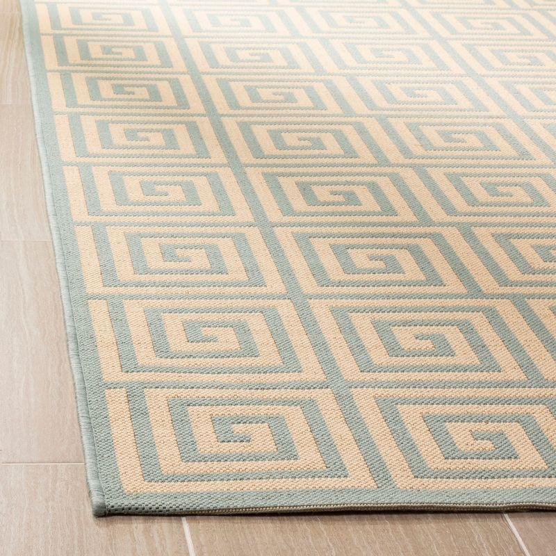 Aqua Blue Geometric Flat Woven Synthetic Area Rug 59"