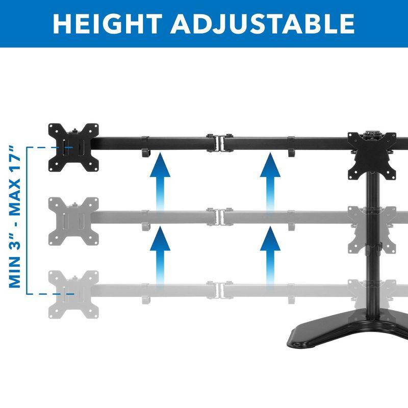 Mount-It Triple Monitor Stand | Freestanding Computer Desk Mount Fits Up to 32 in. Monitors | Black