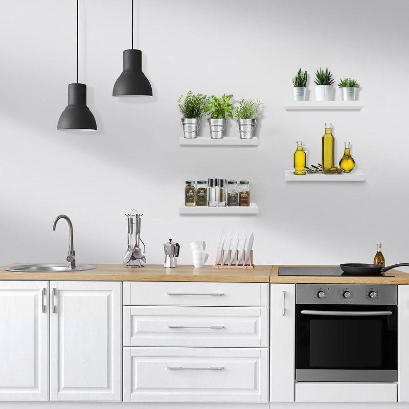 Sorbus 4 Pack Wall Mounted Floating Shelves - for storage and displaying showpieces, home decor items, and other prized possessions (White)