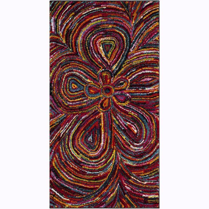 Psychedelic Art Inspired Multicolor Synthetic 4' x 6' Area Rug