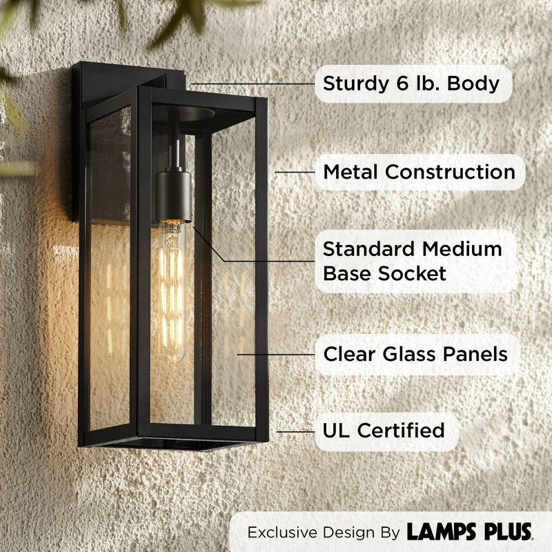 John Timberland Titan Modern Outdoor Wall Light Fixture Mystic Black 17" Clear Glass for Post Exterior Barn Deck House Porch Yard Patio Home Outside