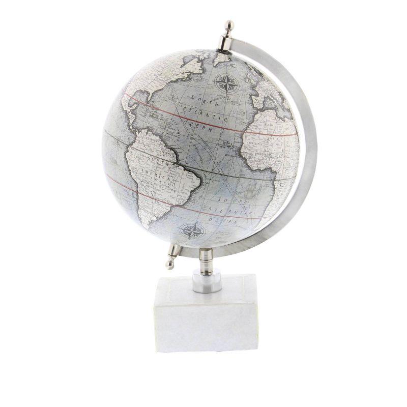 Gray Marble and Metal Modern Decorative Globe