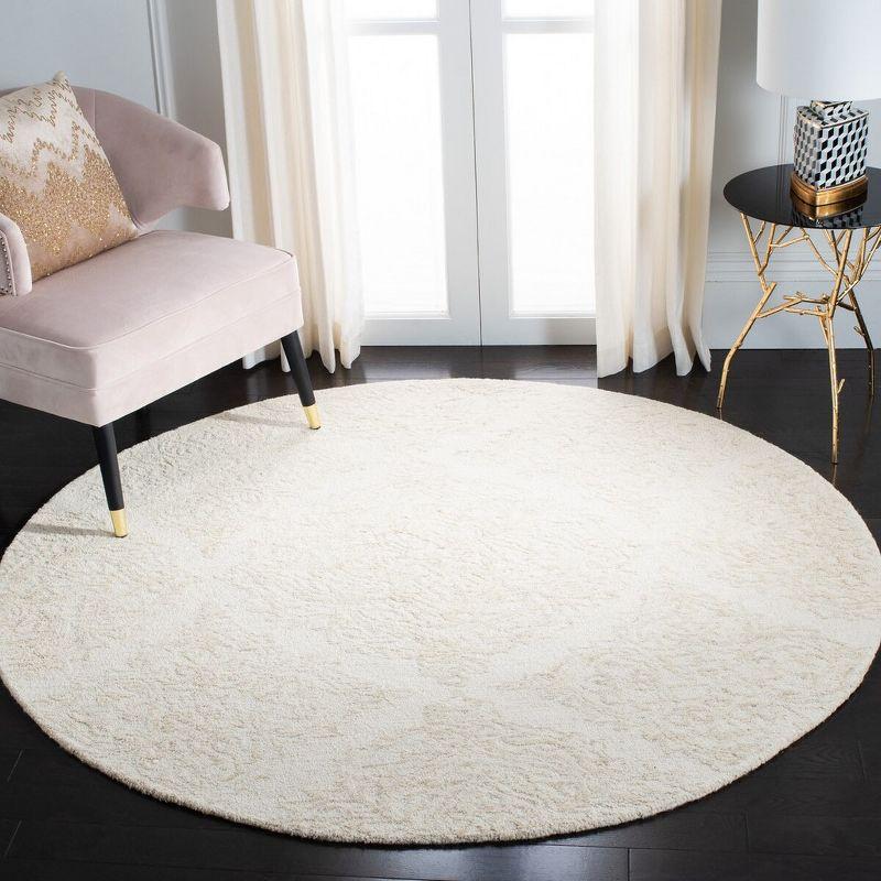 Abstract ABT279 Handmade Tufted Area Rug - Beige/Grey - 6' X 6'  Round - Safavieh