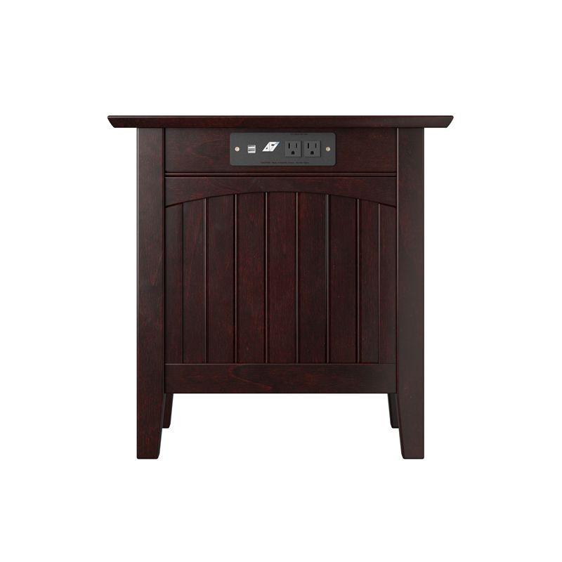 AFI Nantucket 14" Solid Wood End Table with Built-In Charger in Espresso