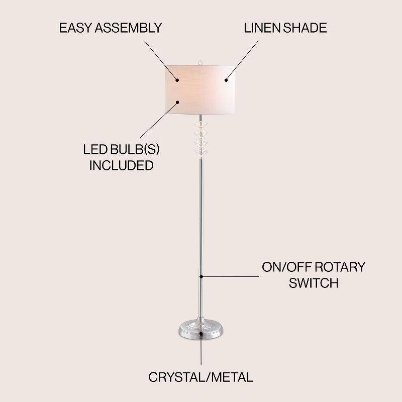 JONATHAN Y Mia 60.5" Crystal/Metal LED Floor Lamp, Clear/Chrome