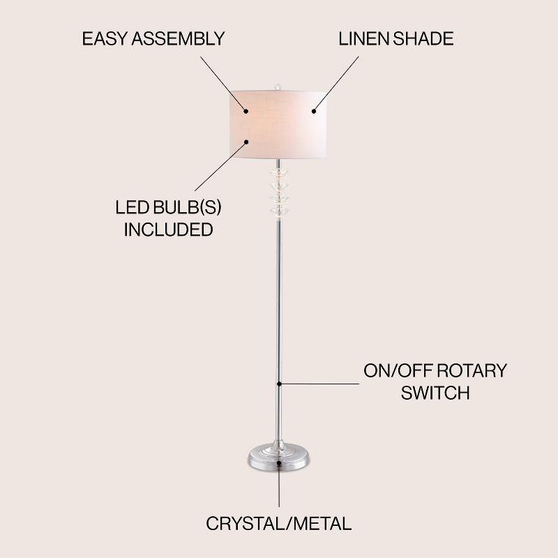 Arc 60.5" White Cotton and Crystal LED Floor Lamp