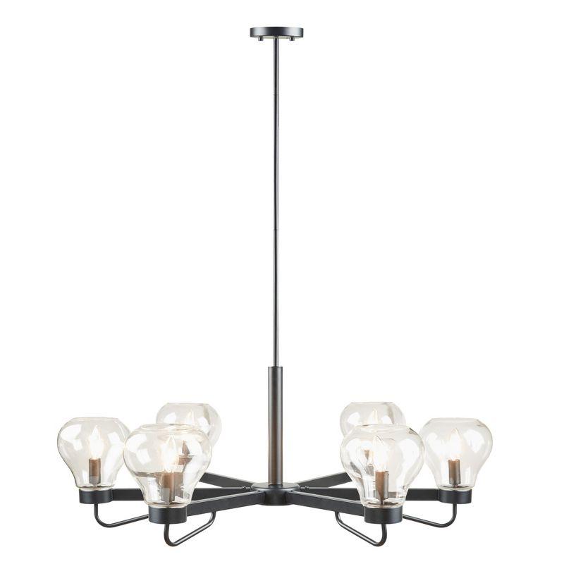 Devon Black 6-Light Chandelier with Clear Glass Shades