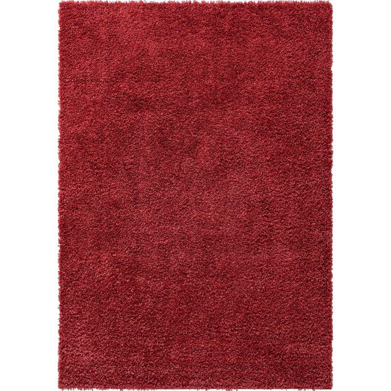 Poppy Red Rectangular Shag Indoor Area Rug