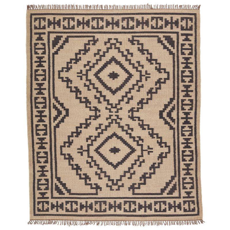 4'x6' Jaima Handmade Geometric Area Rug Beige/Black - Jaipur Living: Jute Dhurrie for Living Room, Vintage Style