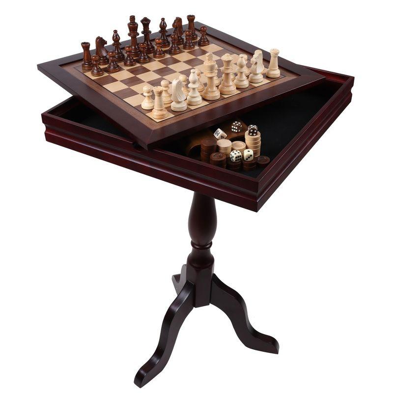 GSE Wooden 3-in-1 Chess Checkers Backgammon Table, Chess Checkers Backgammon Combo Game Set