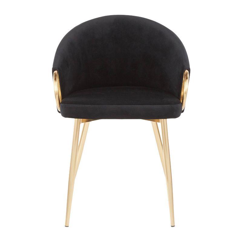 Claire Black Velvet Upholstered Low Arm Chair with Gold Metal Frame