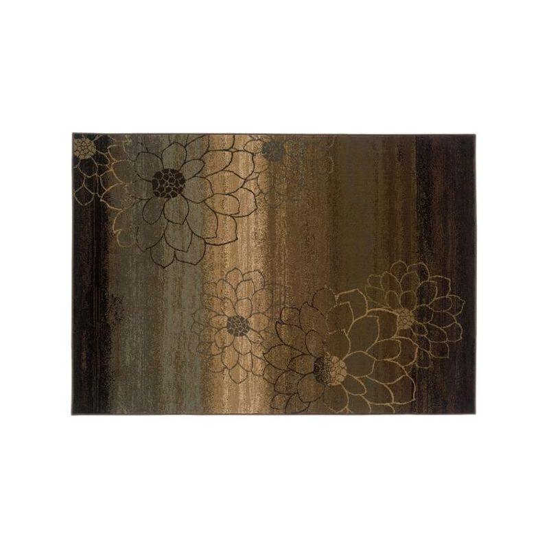 Hudson Brown and Green Floral Rectangular Area Rug