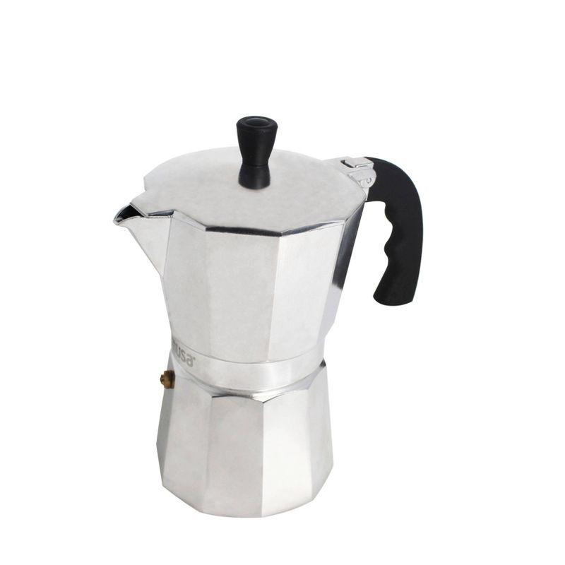 IMUSA 3 Cup Aluminum Stovetop Coffeemaker: Manual Espresso Maker, Gray, No Filter Needed, Hand Wash, 8 oz Capacity