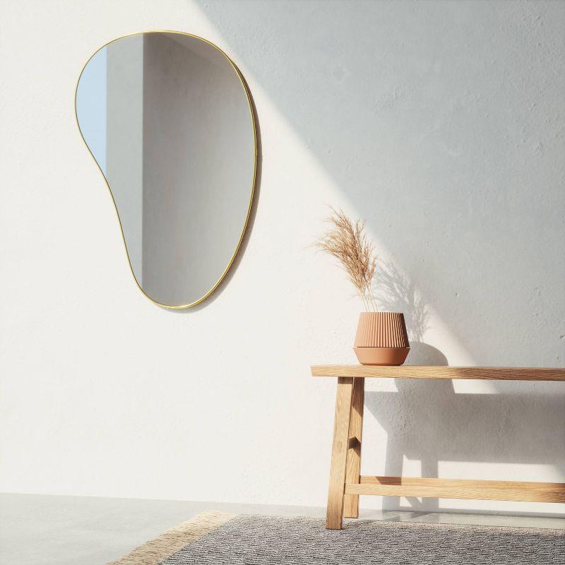 Pebble Hubba 24" x 36" Organic Shape Brass Wall Mirror