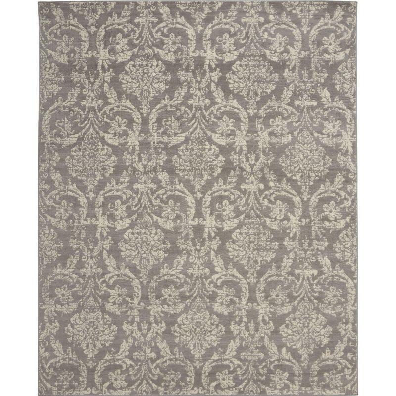 Nourison Jubilant 7'10" x 9'10" (8' x 10') Grey Area Rug Farmhouse Vintage Damask by Nourison
