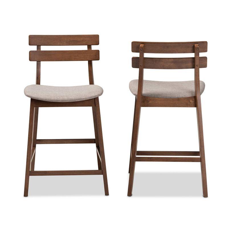 Walnut and Light Grey Modern Counter Height Barstool Set