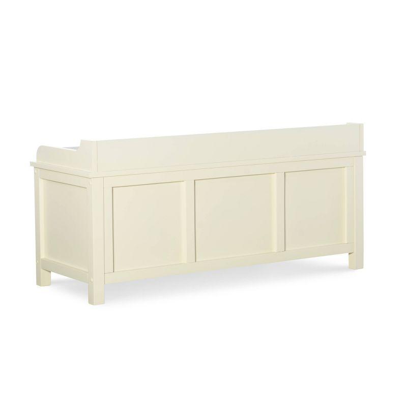 Lakeville 48" White Solid Wood Storage Bench with Cushion