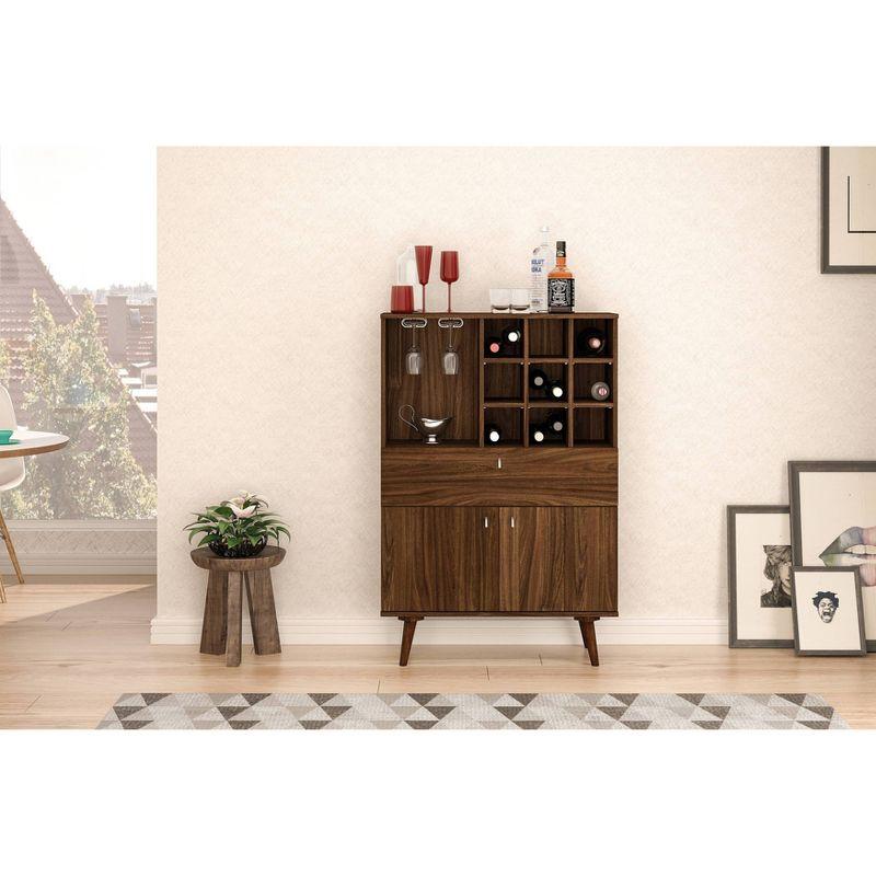 Salamanca Bar Cabinet Dark Brown - Polifurniture: Mid-Century Buffet, Stemware Racks, Wood Legs