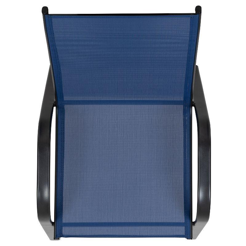 Flash Furniture 4 Pack Brazos Series Navy Outdoor Stack Chair with Flex Comfort Material and Metal Frame