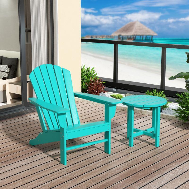 WestinTrends All-Weather Outdoor Patio Round Poly Adirondack Side Table, Turquoise