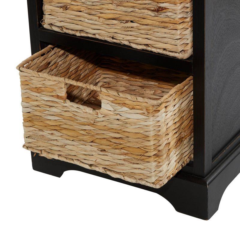 Farmhouse Wooden Chest with Wicker Basket Drawers Black - Olivia & May: No Assembly, Indoor Use, MDF Composite