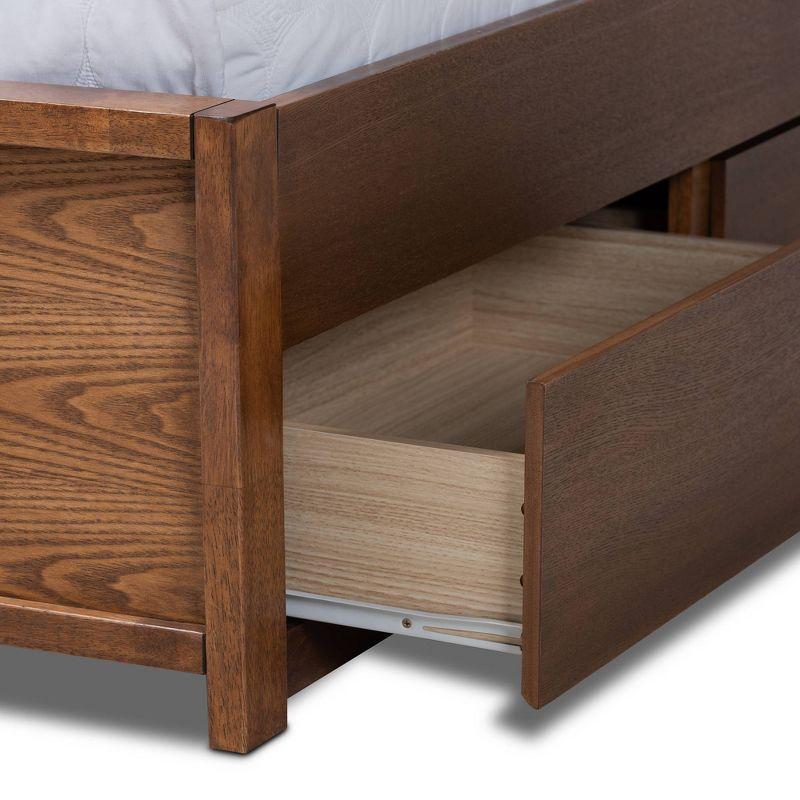 King Elin Wood Platform Storage Bed with 6 Drawers - Baxton Studio: Upholstered Headboard