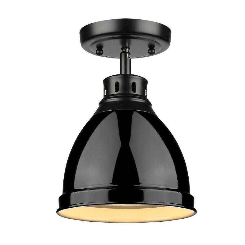 Golden Lighting Duncan 1-Light Flush Mount in Matte Black with Black