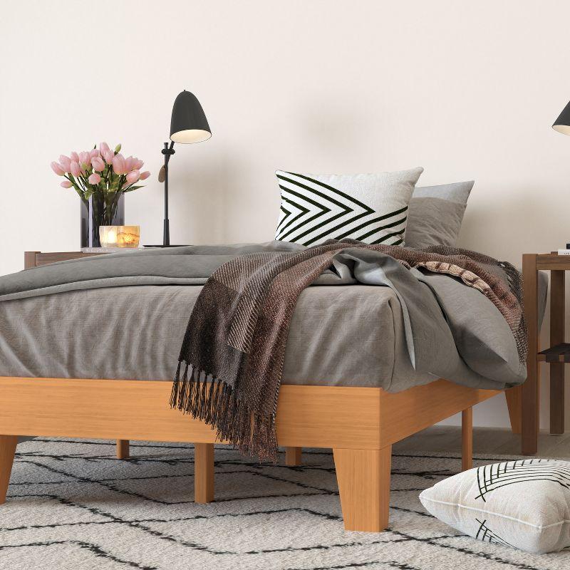 Merrick Lane Eduardo Platform Bed Frame, Solid Wood Platform Bed Frame With Slatted Support, No Box Spring Needed