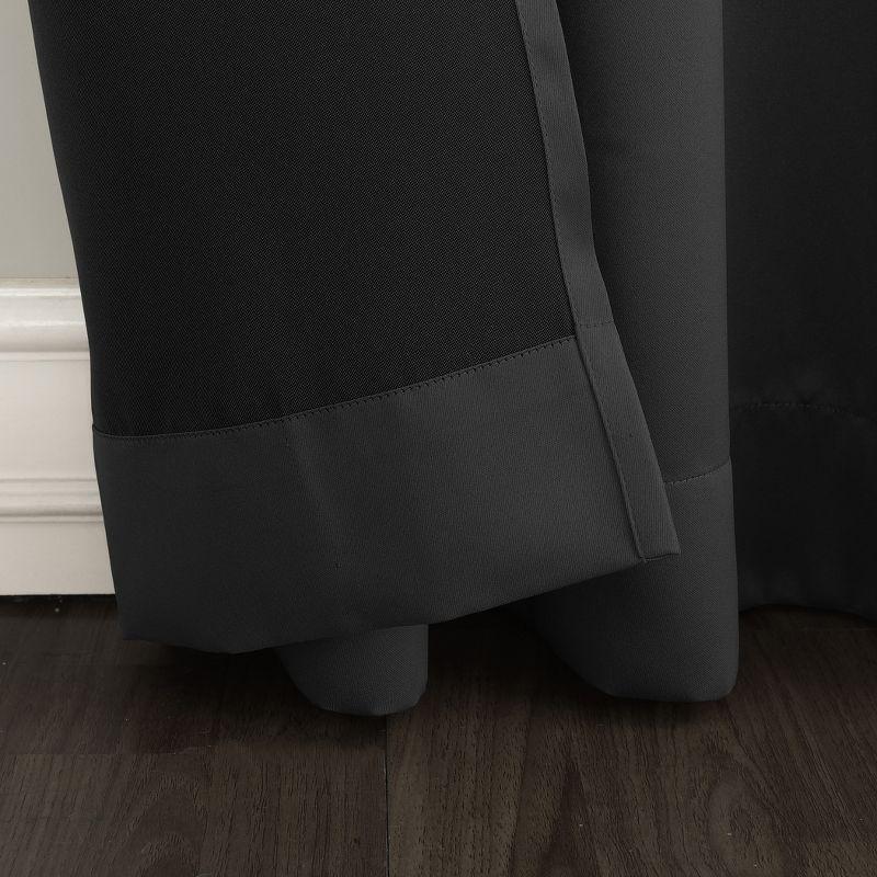 Black Polyester Room Darkening Rod Pocket Curtain Panel