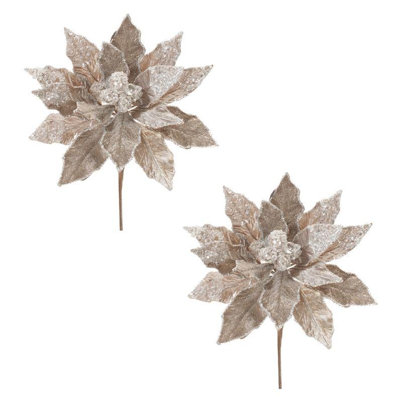 Melrose Beaded Poinsettia Stem (Set of 2)