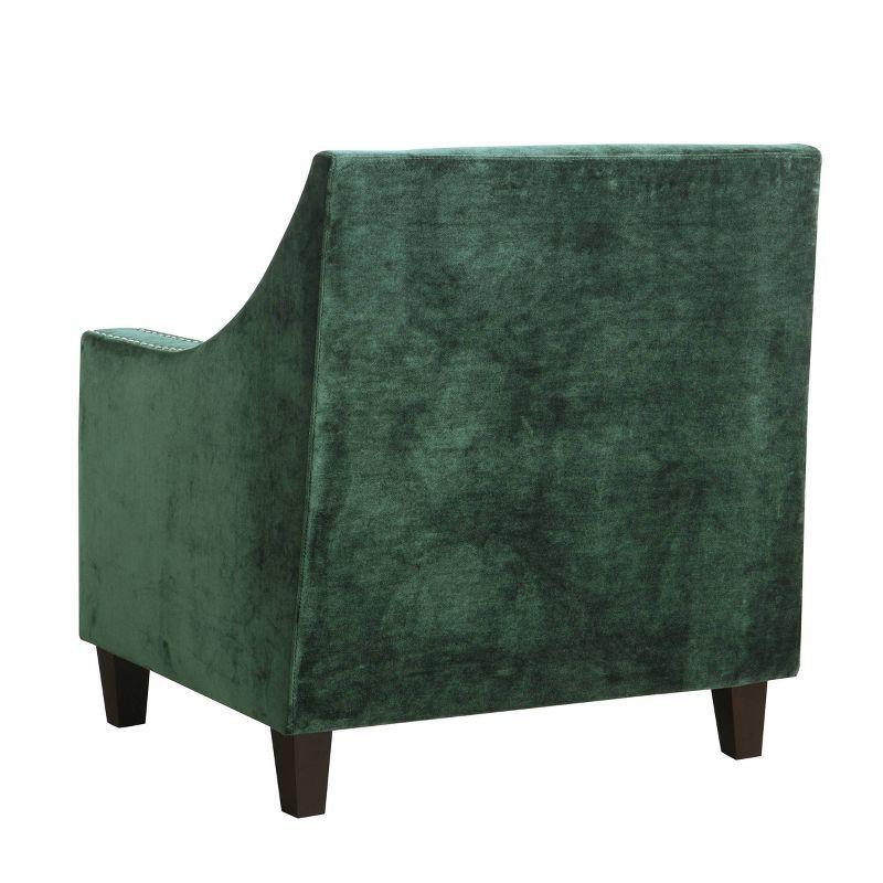 Camren Green Velvet Swoop Arm Accent Chair with Espresso Wood Legs