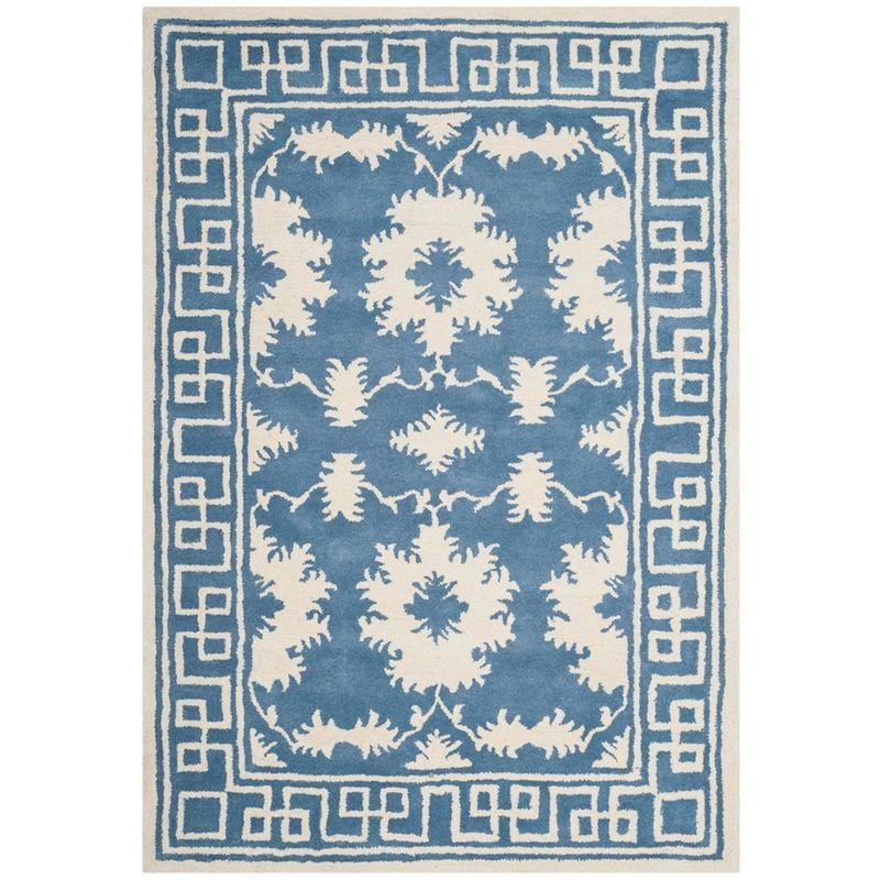 Hand-Tufted Rectangular Blue Wool Area Rug 4' x 6'