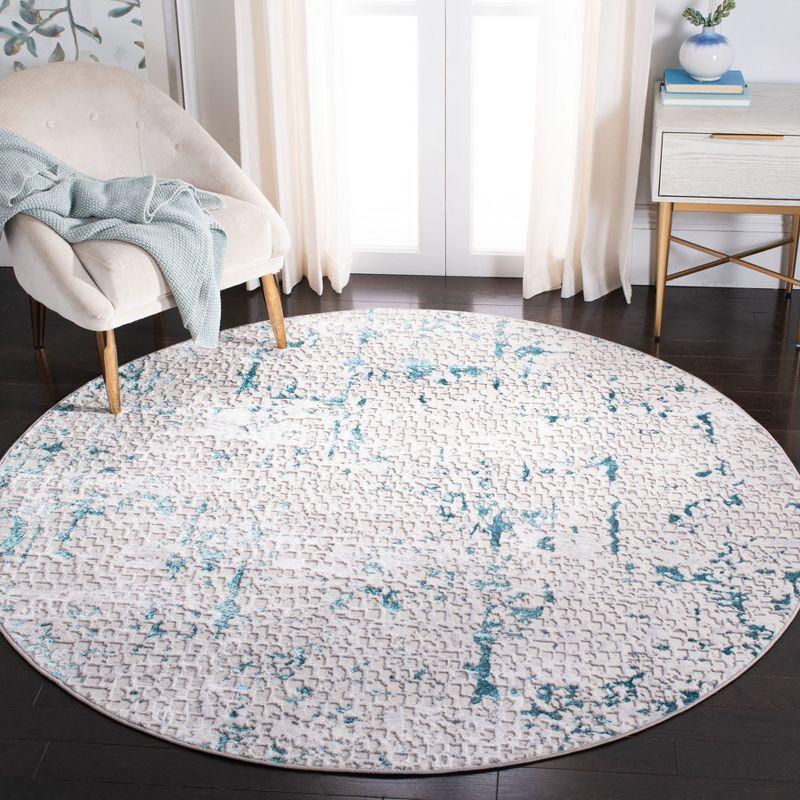 Amelia ALA254 Power Loomed Area Rug - Grey/Turquoise - 6'7" round - Safavieh.