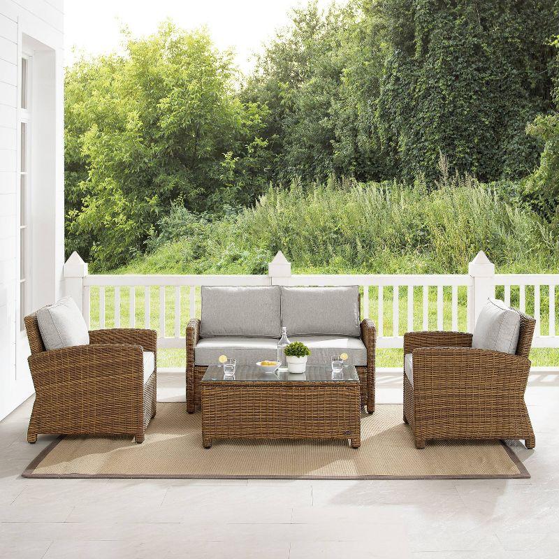 Bradenton Weathered Brown Outdoor Wicker 4pc Conversation Set