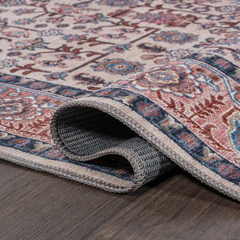 Kemer All-Over Persian Machine-Washable Beige/Red/Blue 3 ft. x 5 ft. Area Rug - JONATHAN Y