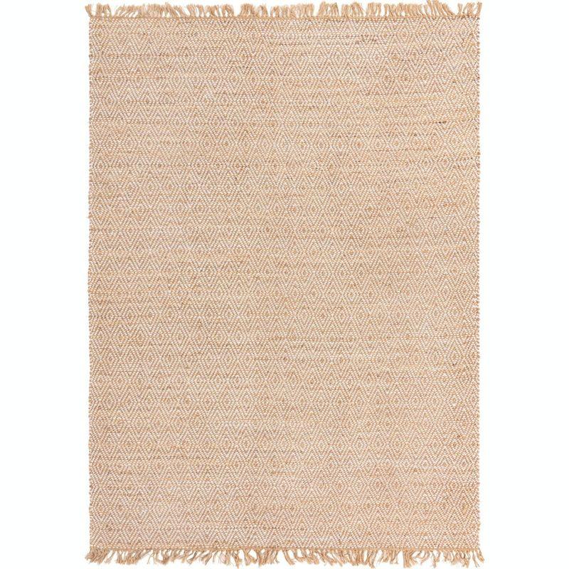 Natural Brown Braided Jute and Cotton Area Rug