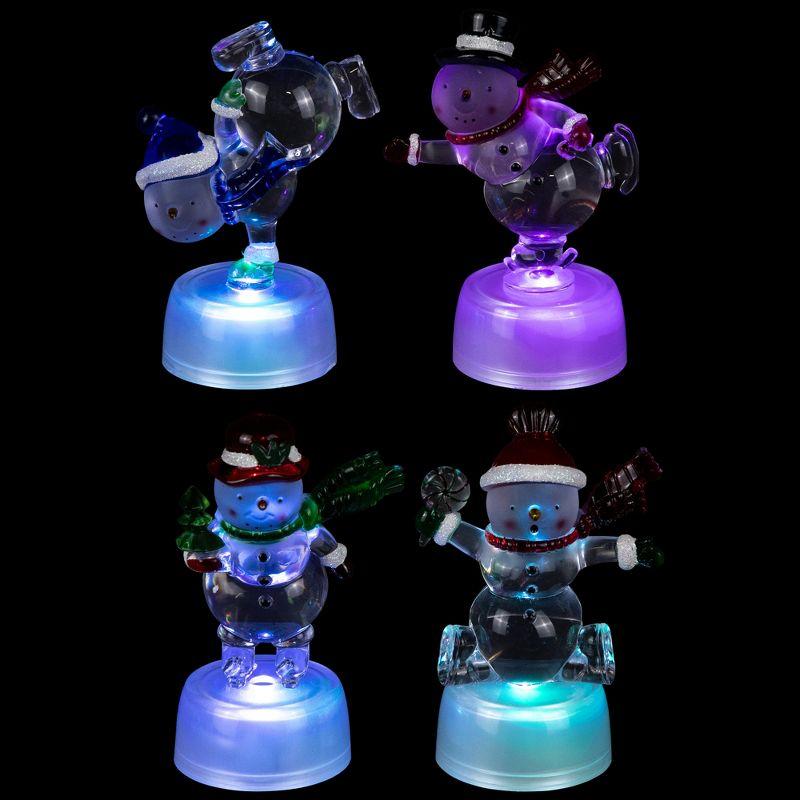 Northlight LED Lighted Color Changing Snowmen Acrylic Christmas Decorations - 4.25" - Set of 4