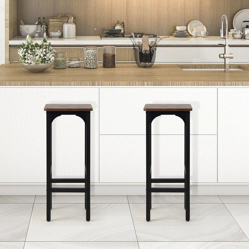 Tangkula Set of 2 Industrial Bar Stools 28" Kitchen Breakfast Bar Chairs Rustic Brown