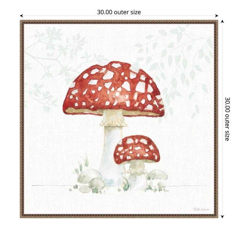 Amanti Art Woodland Love Red Mushroom by Beth Grove Canvas Wall Art Print Framed 30 x 30