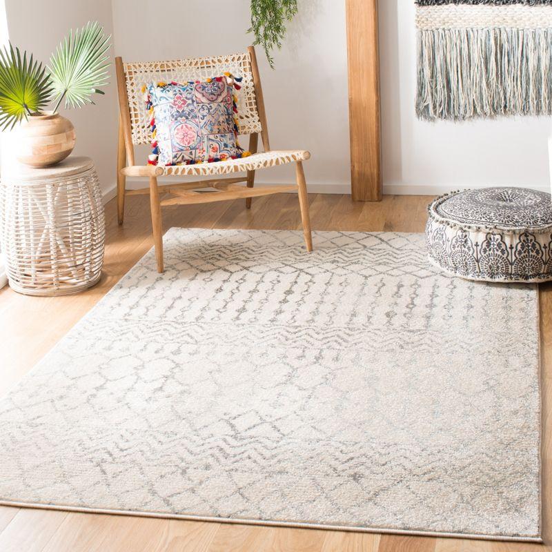 Ivory Grey 24" Round Hand-Knotted Boho Chic Area Rug