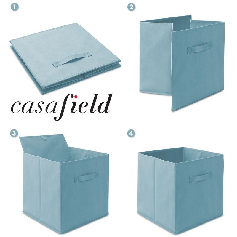 Casafield Set of 6 Collapsible Fabric Storage Cube Bins, Baby Blue - 13" Foldable Cloth Baskets for Shelves and Cubby Organizers