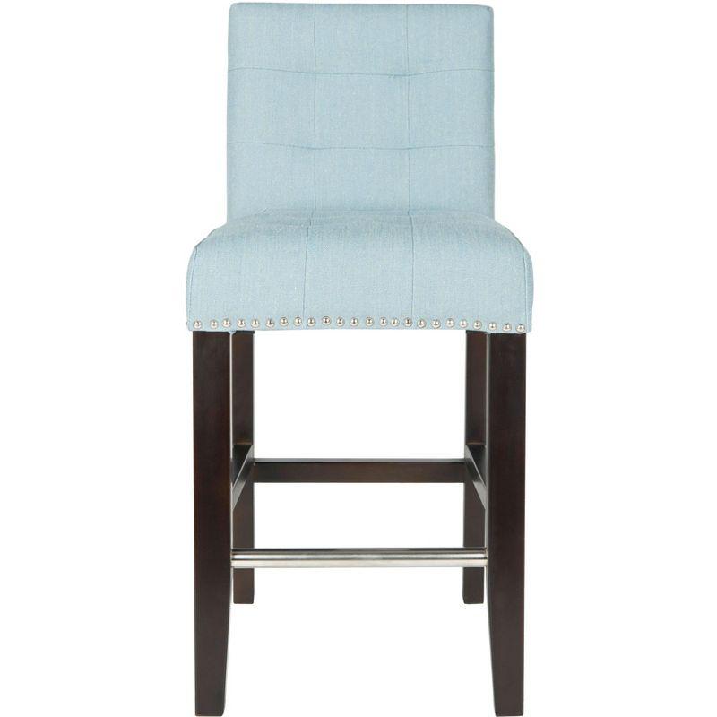 Thompson 23.9" Linen Counter Stool W/ Silver Nailheads - Sky Blue - Safavieh