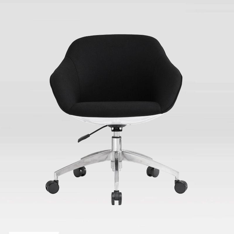 Modern Swivel Task Chair with Padded Seat and Adjustable Height - Black